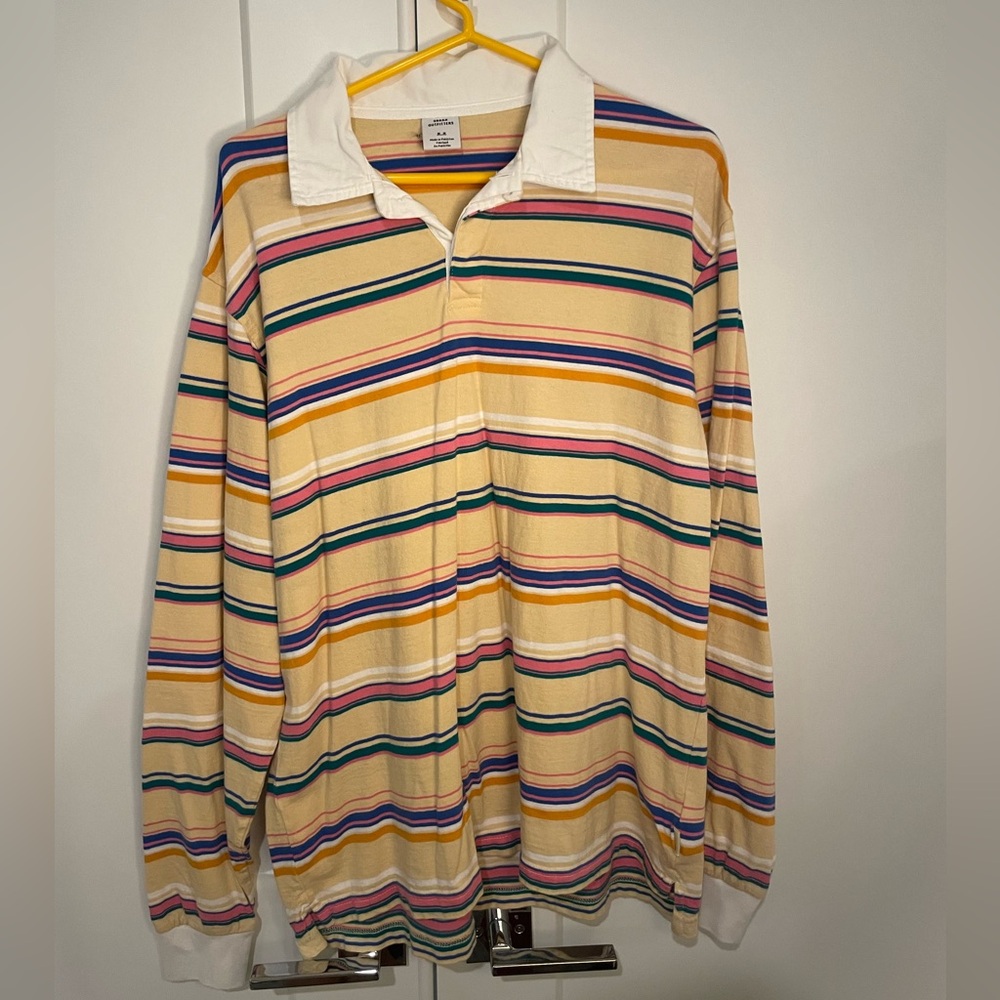 Colorfully Stripped Collard Long Sleeve